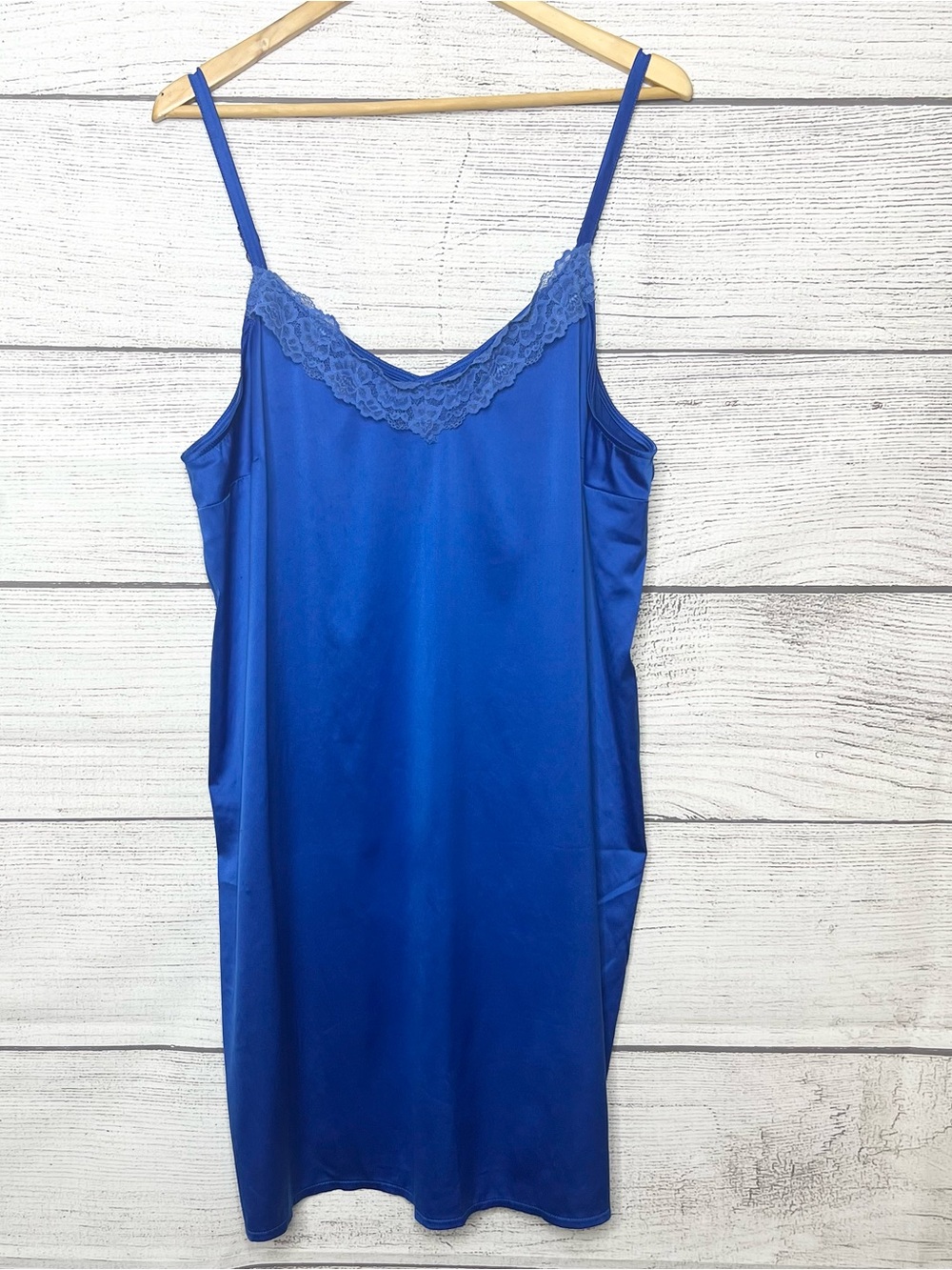 Torrid Sleep Royal Blue Dream Satin Lace Trim Sleep Cami Nightgown Size 2X